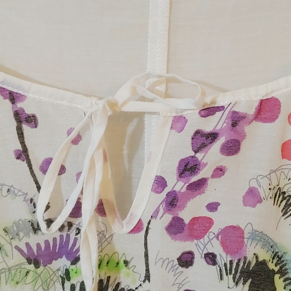 KENZO Silk/Linen Blend Sheer Hand Painted Blouse - Picture 3 of 7